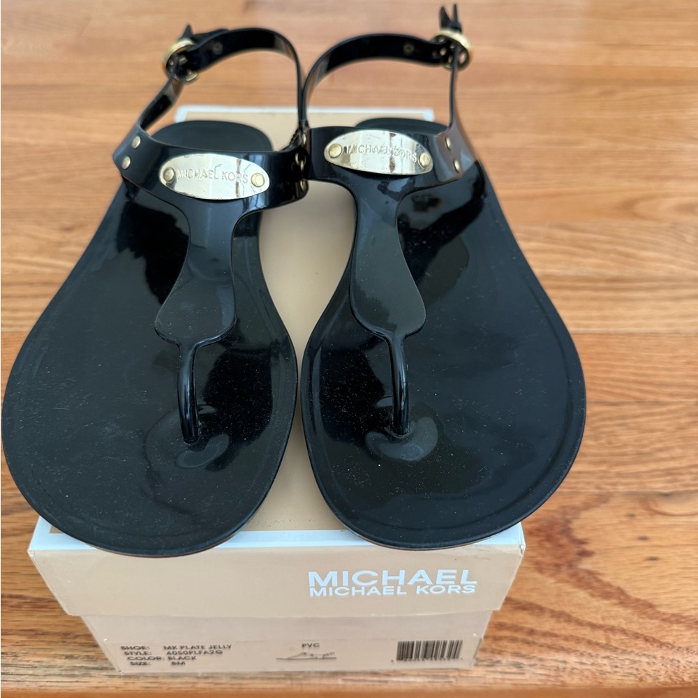 Michael Kors Black T-Strap Sandals